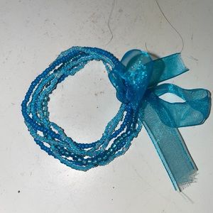 Pretty Vintage Turquoise, Glass Beaded Stretch Bracelets